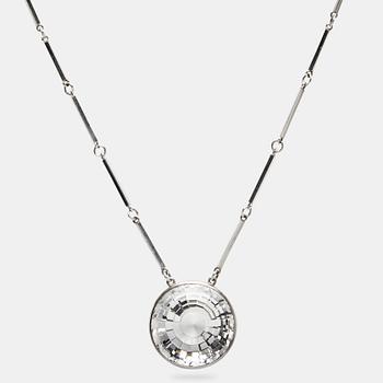 166. Wiwen Nilsson, collier med fasettslipad bergkristall, Lund, 1965, sterling.