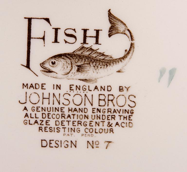 FISKTALLRIKAR, 11 st, flintgods, Johnson Bros, England.