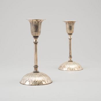 A pair of silver candle sticks by Kultakeskus, 1965.