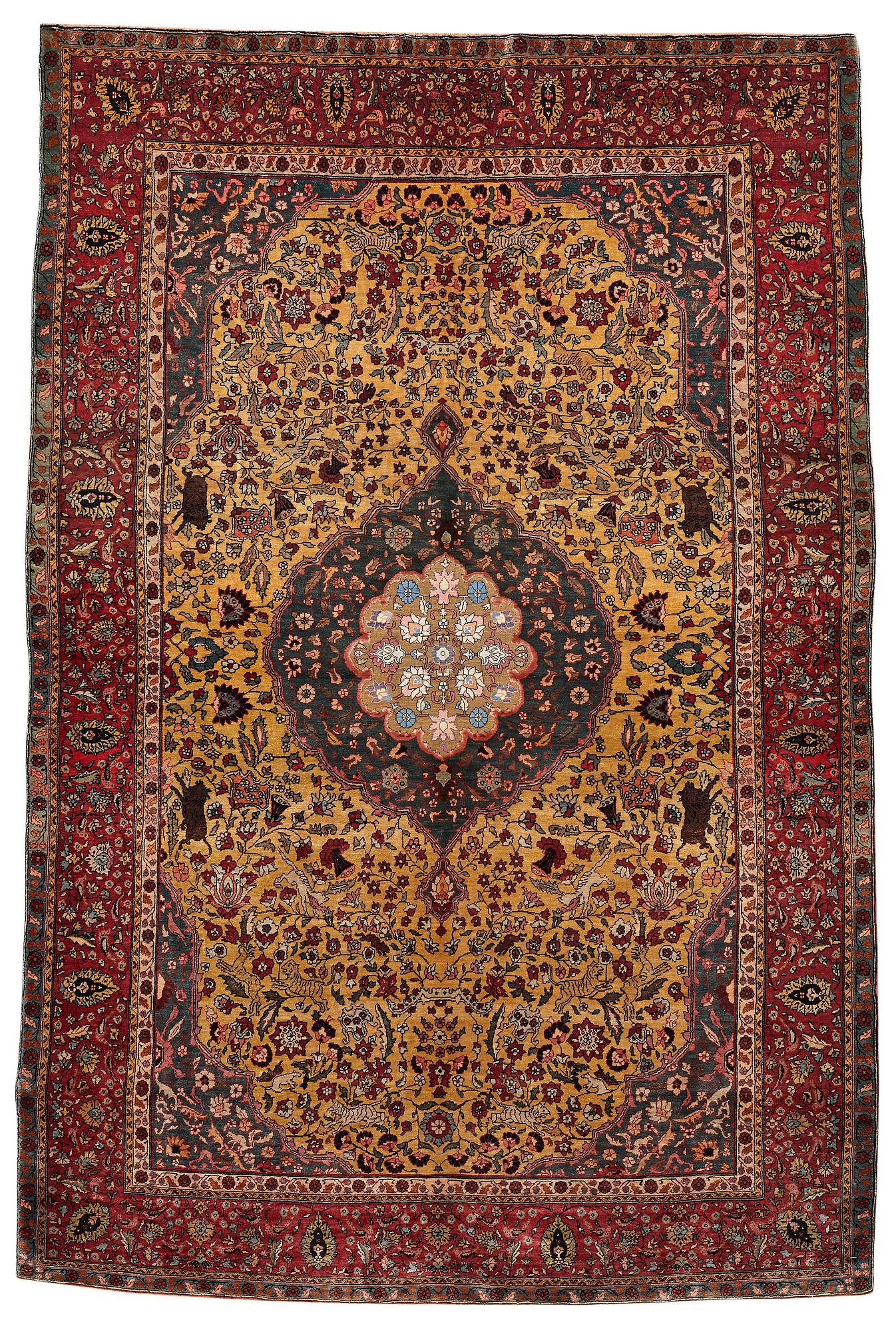 Matto, a semi-antique silk Turkish with metal brocade, ca 194-195 x 127,5-132,5 cm.