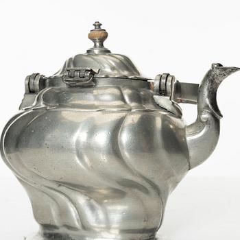 A Rococo pewter teapotby P J Mattsson 1808.