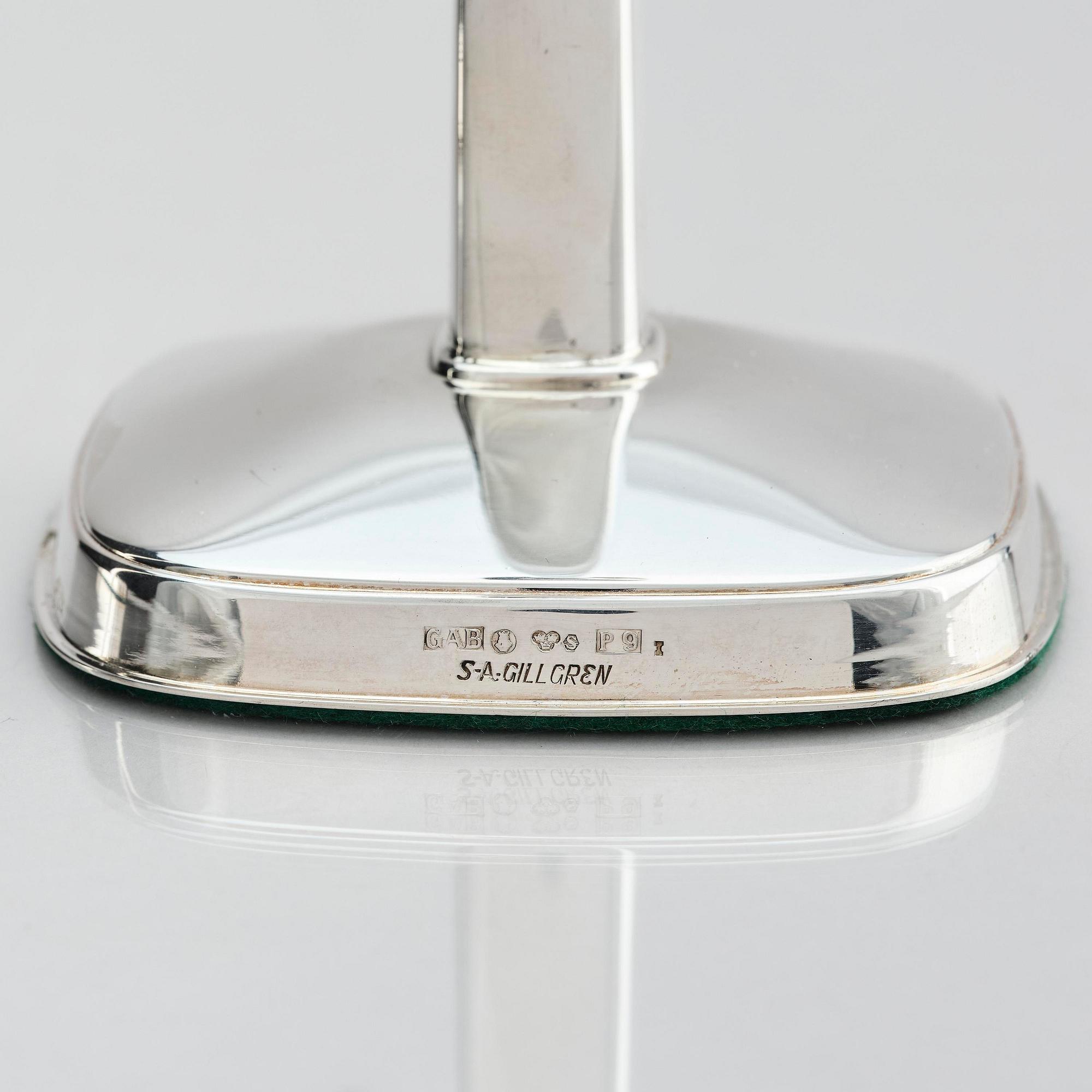 Sven-Arne Gillgren, a paif of silver candelsticks, design Sven-Arne Gillgren, company Guldsmedsaktiebolaget, Stockholm 1965.