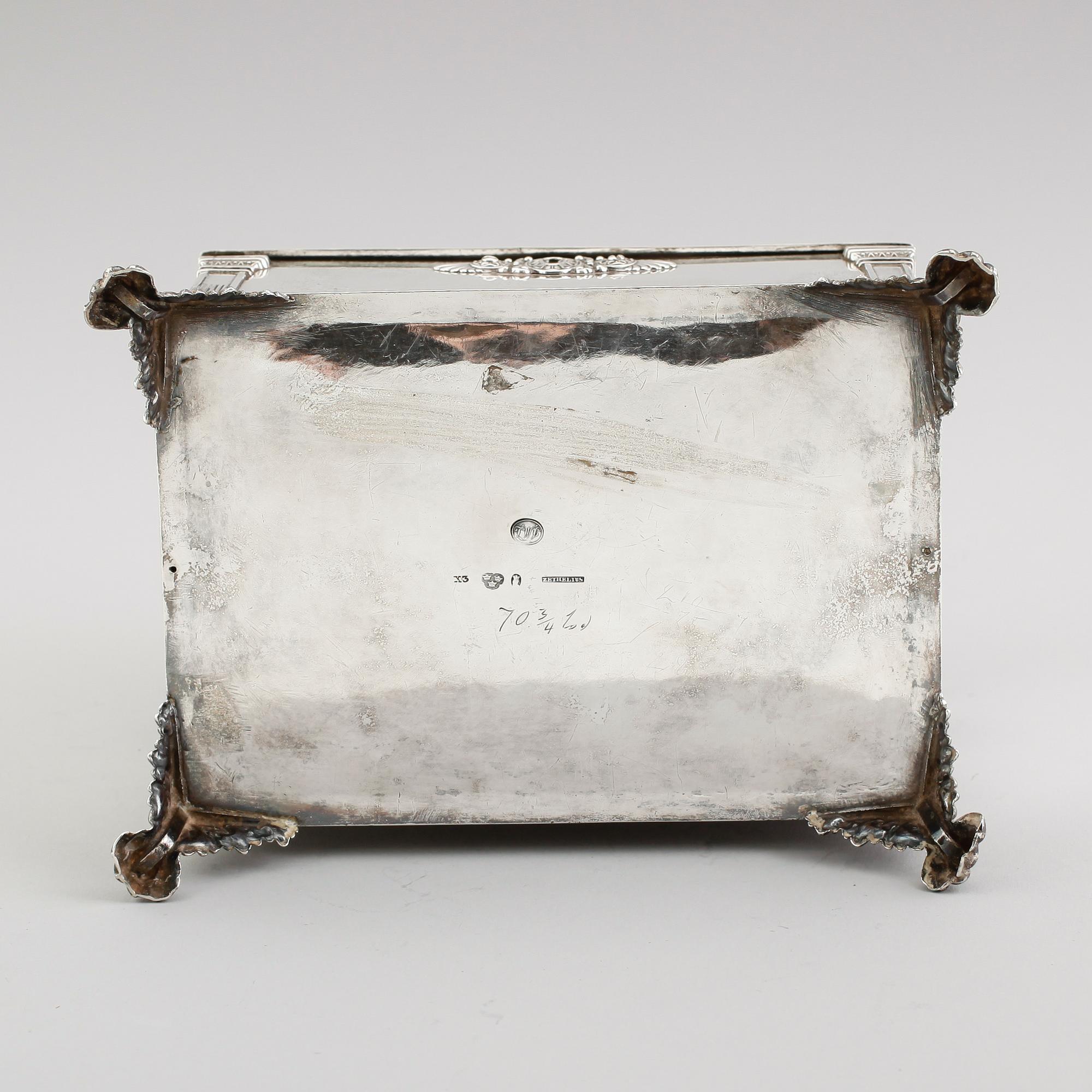 A Swedish 19th century silver sugar-casket, marks of Adolf Zethelius, Stockholm 1828.
