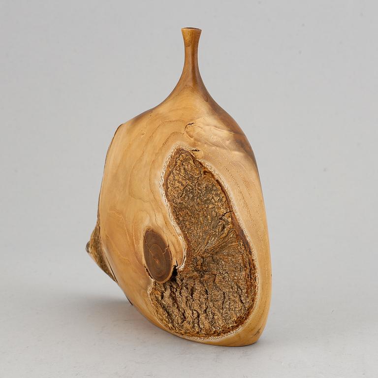 Doug Ayers, Orange wood bottle, signed.