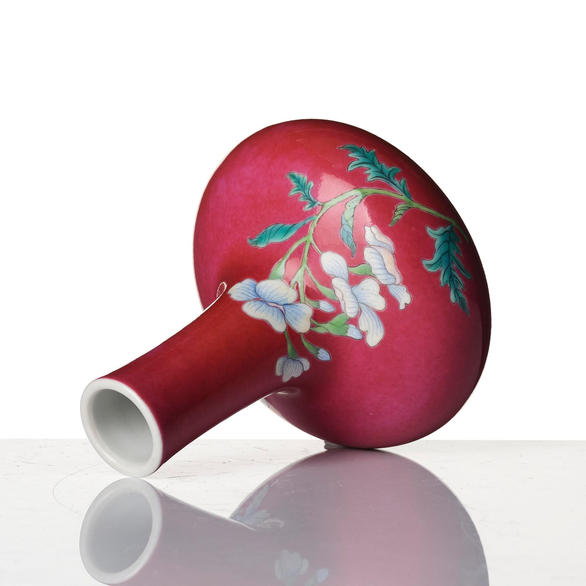 A pink ground famille rose 'floral' vase, Republic, 20th century.