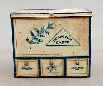 KAFFEBOX, plåt, Triangelns Kaffe, 1900-taltes mitt.