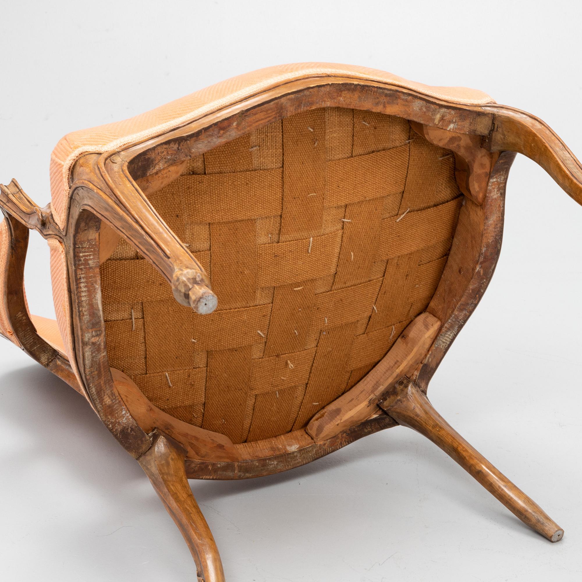 A pair of rococo armchairs, mid 18th Century.