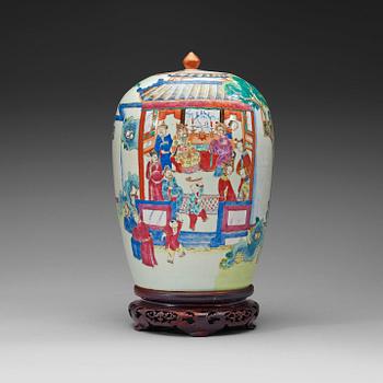 A famille rose urn with cover, Qing dynasty, late 19th century.