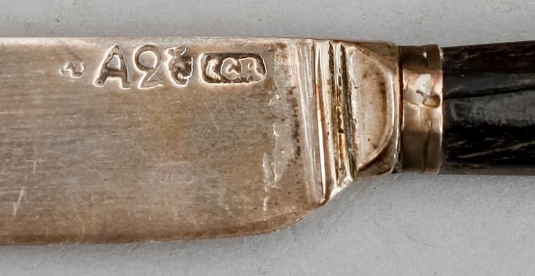 FRUKTKNIVAR, 3 st, silver, Carl Gideon Ronander, Stockholm 1783.