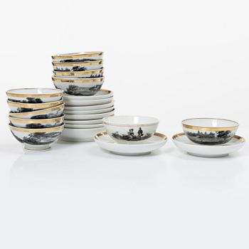 Cups with saucers, 29 pcs, Empire, first half of the 19th century.