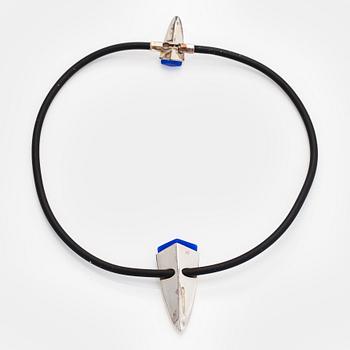 Ulla Poropudas, jewellery set, 4 pieces, silver, acrylic, Lapponia 1986.