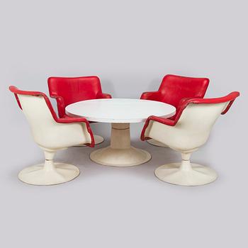 Yrjö Kukkapuro, bord "Saturnus" och stolar, 4 st, "Junior", för Haimi, 1960-tal.