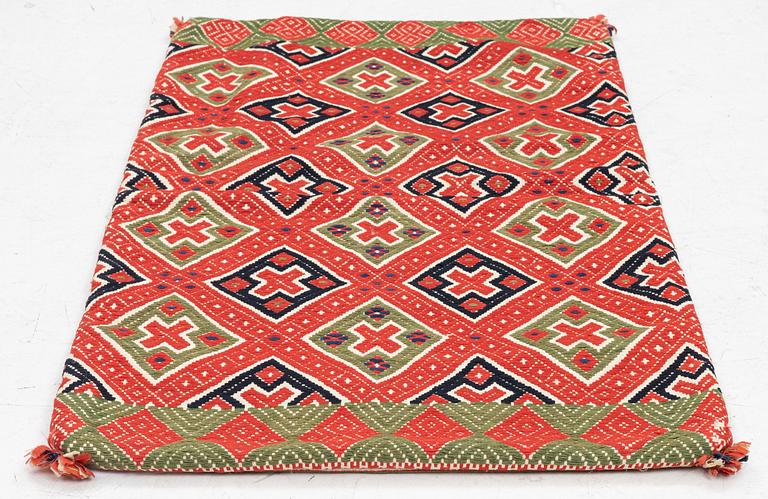 A mid 19th flat-weave (krabbasnår and dukagång) c 100 x 50 cm, Färs district Scania.