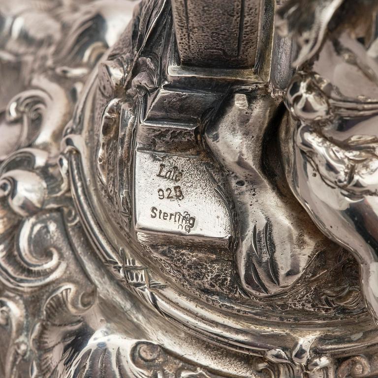 Lale Silverware & Co Ltd, femarmade kandelabrar, tre stycken, sterling silver, Istanbul, Turkiet 1900-tal.