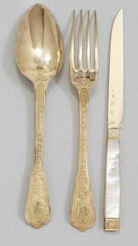 A set of 26 piece French silver-gilt cutlery, possibly of Charles Joachim Benjamin Dellemagne, Paris 1798-1809.