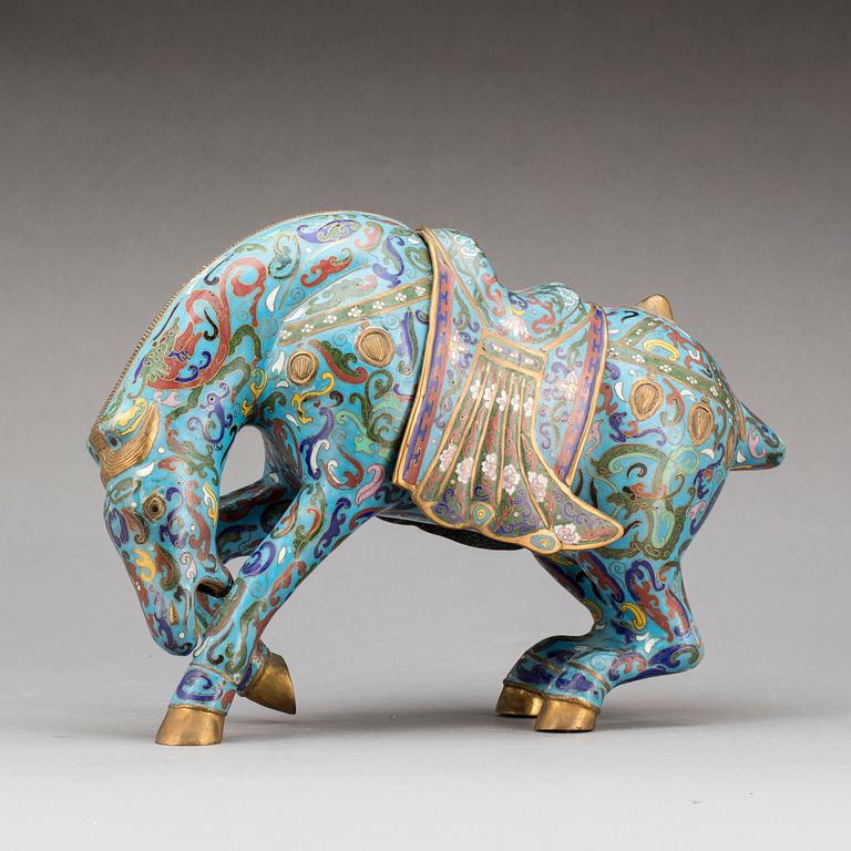 HÄST, cloisonné-dekor, Kina, 1900-tal.