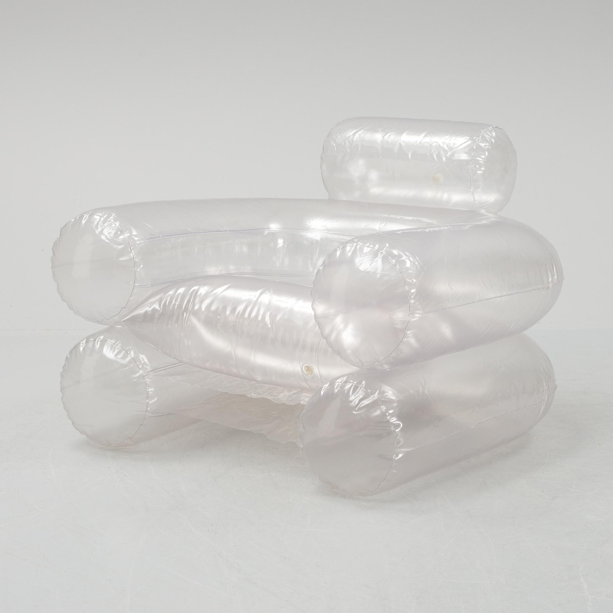 Donato D'Urbino, Jonathan De Pas & Paolo Lomazzi, an inflatible plastic 'Blow' easy chair, Zanotta, Italy.
