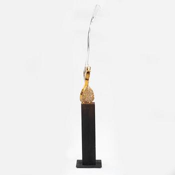 Kjell Engman, skulptur, glas, "Gitarr", Kosta Boda Unique.