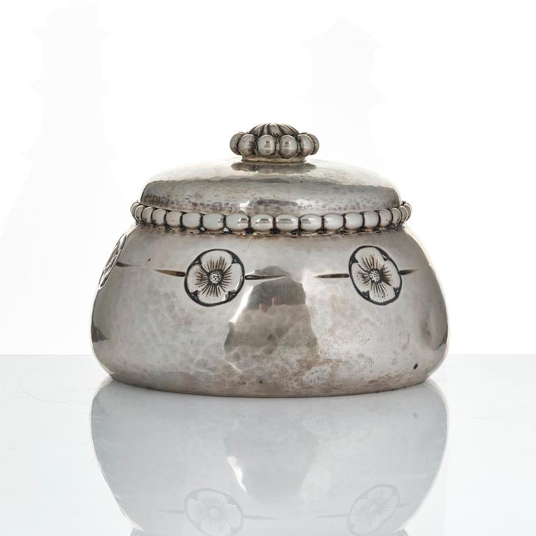 K. Andersson, a lidded silver sugar bowl, Art Nouveau, Stockholm 1919.
