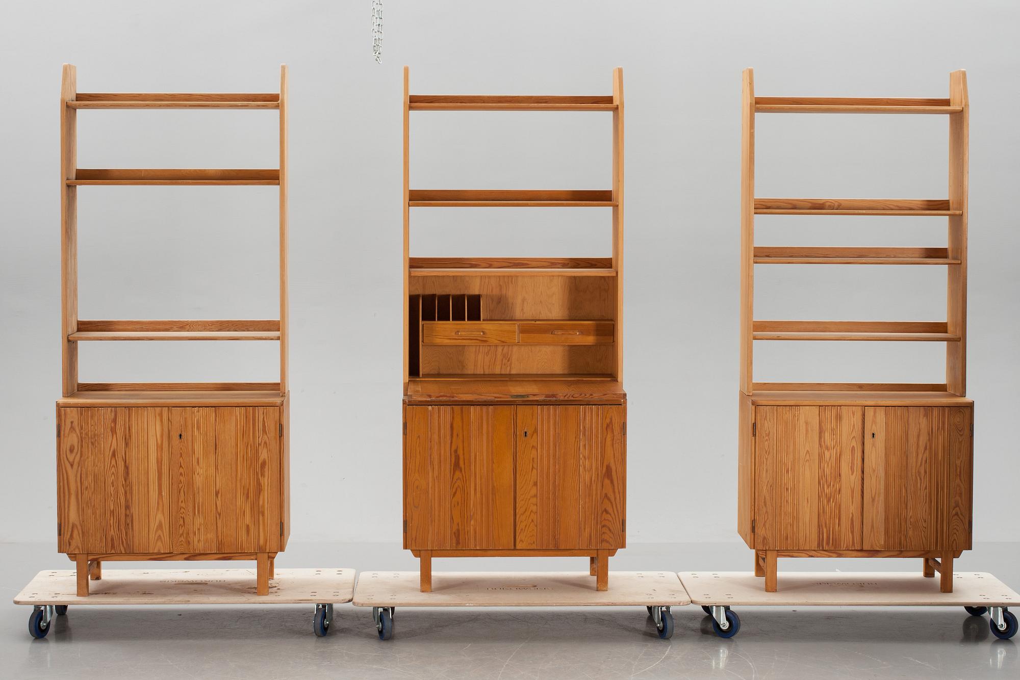 BOKHYLLA, 3 delar, Carl Malmsten, Svensk fur.