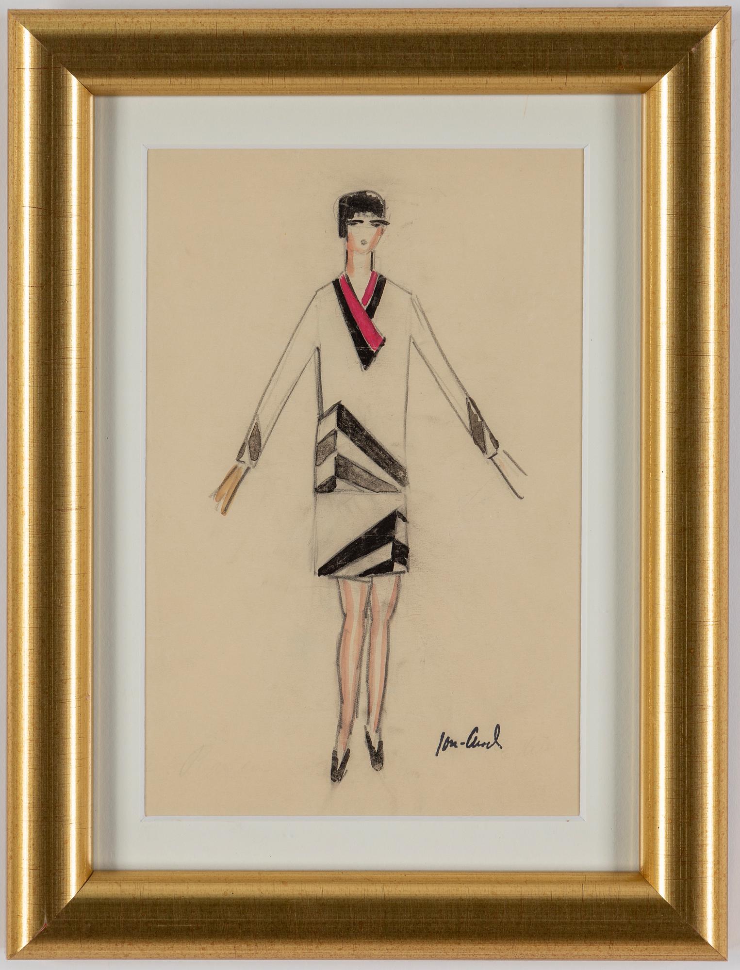 JOHN JON-AND, water colour/gouache and pencil on paper, signed with stamp.