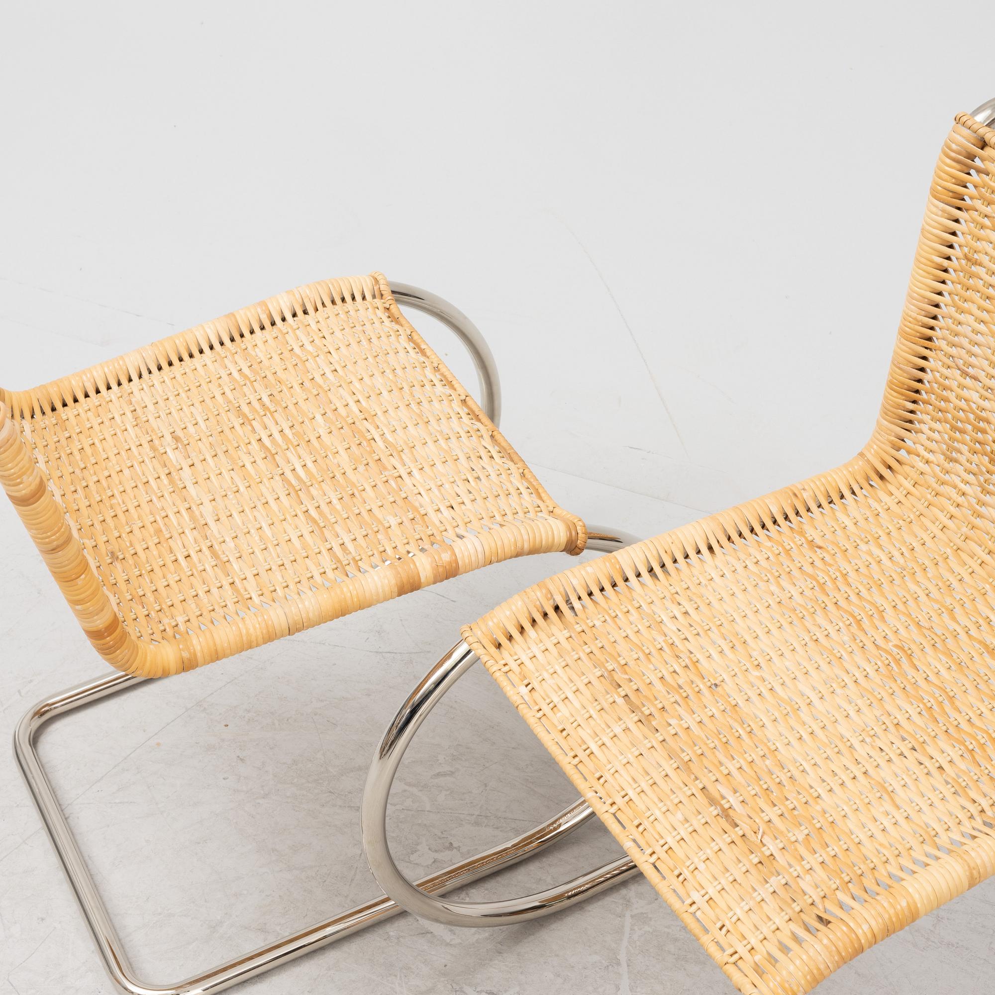 Ludwig Mies van der Rohe, a pair of tubular steel 'MR10' chairs, Tecta.