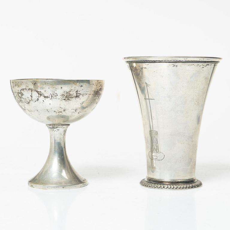 Two Swedish silver beakers, Stockholm 1909-1942.