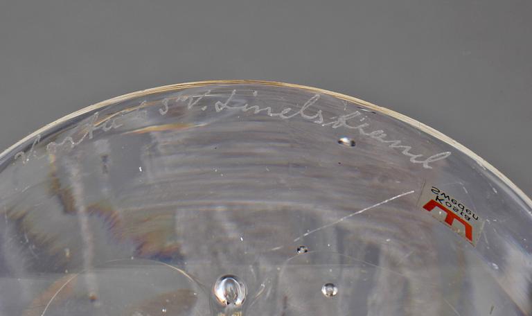 BORDSLAMPA, glas, Vicke Lindstrand, Kosta, sign o dat 63. 1900-talets andra hälft.