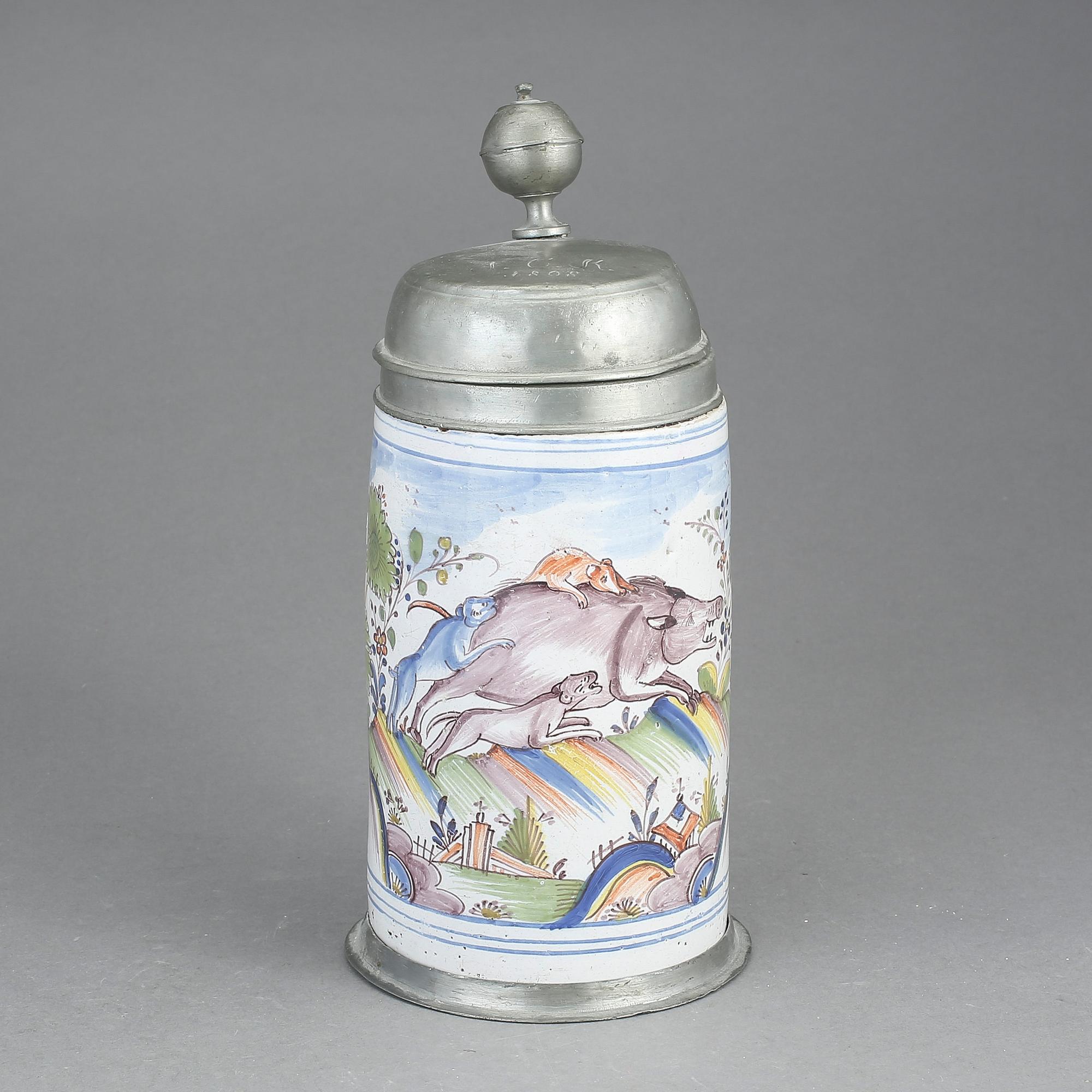 STOP, fajans och tenn, locket med datering 1808.