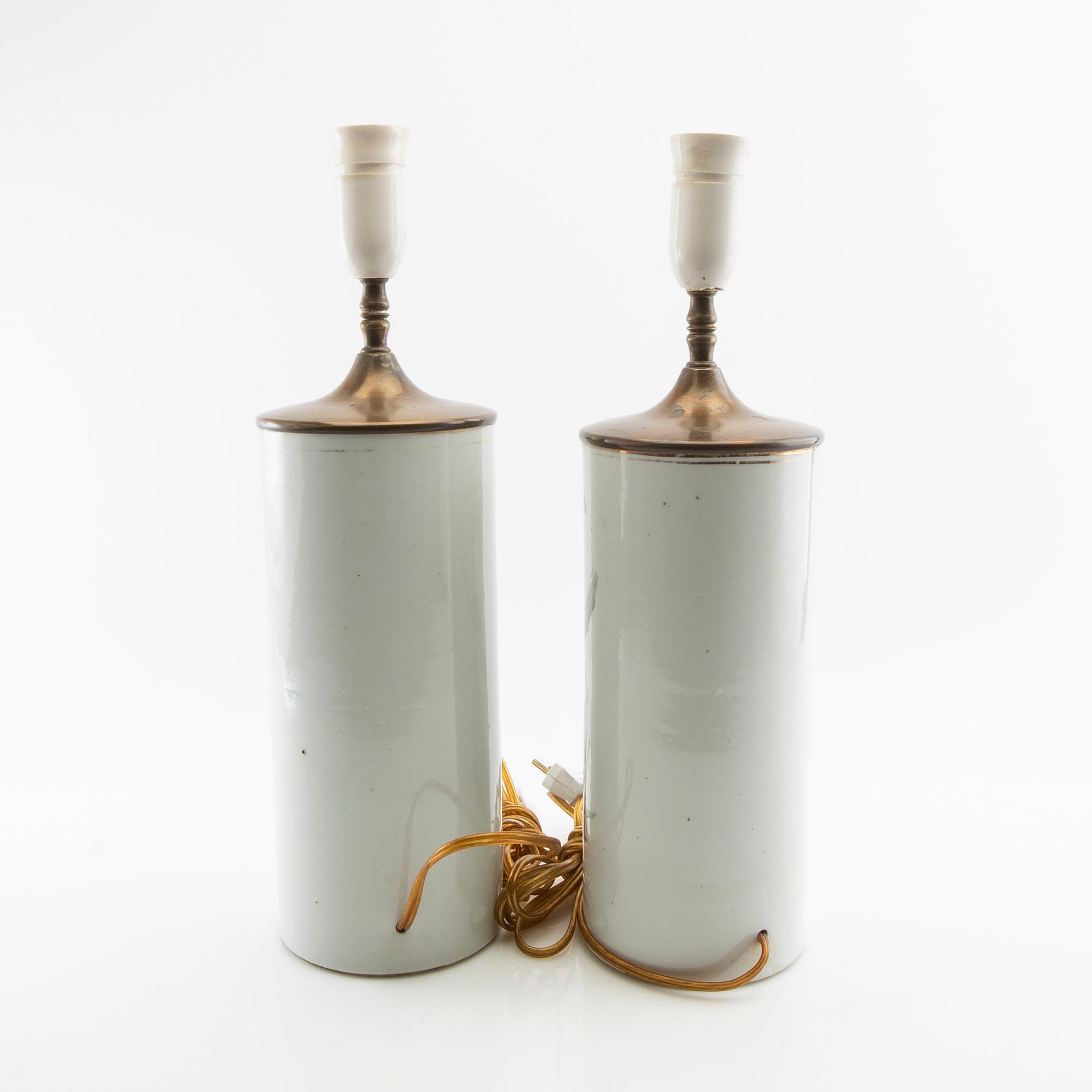 Table lamps a pair China 20th century porcelain.