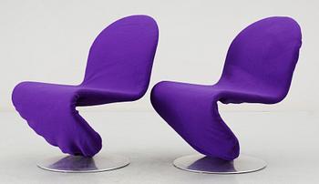 FÅTÖLJER, ett par, "System 1-2-3", Verner Panton för Fritz Hansen, 1900-talets tredje kvartal.