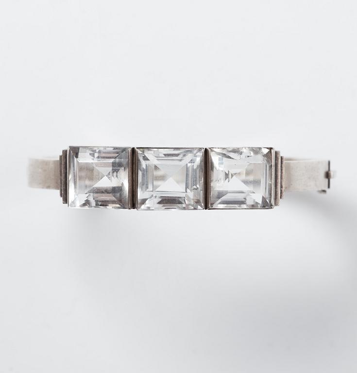 Wiwen Nilsson, a sterling and rock crystal bangle, Lund, Sweden 1945.