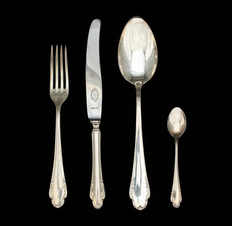 BESTICKSERVIS, 31 delar, silver, "Haga", J.L.Hultman, Stockholm, 1951. Totalvikt 1205 g.