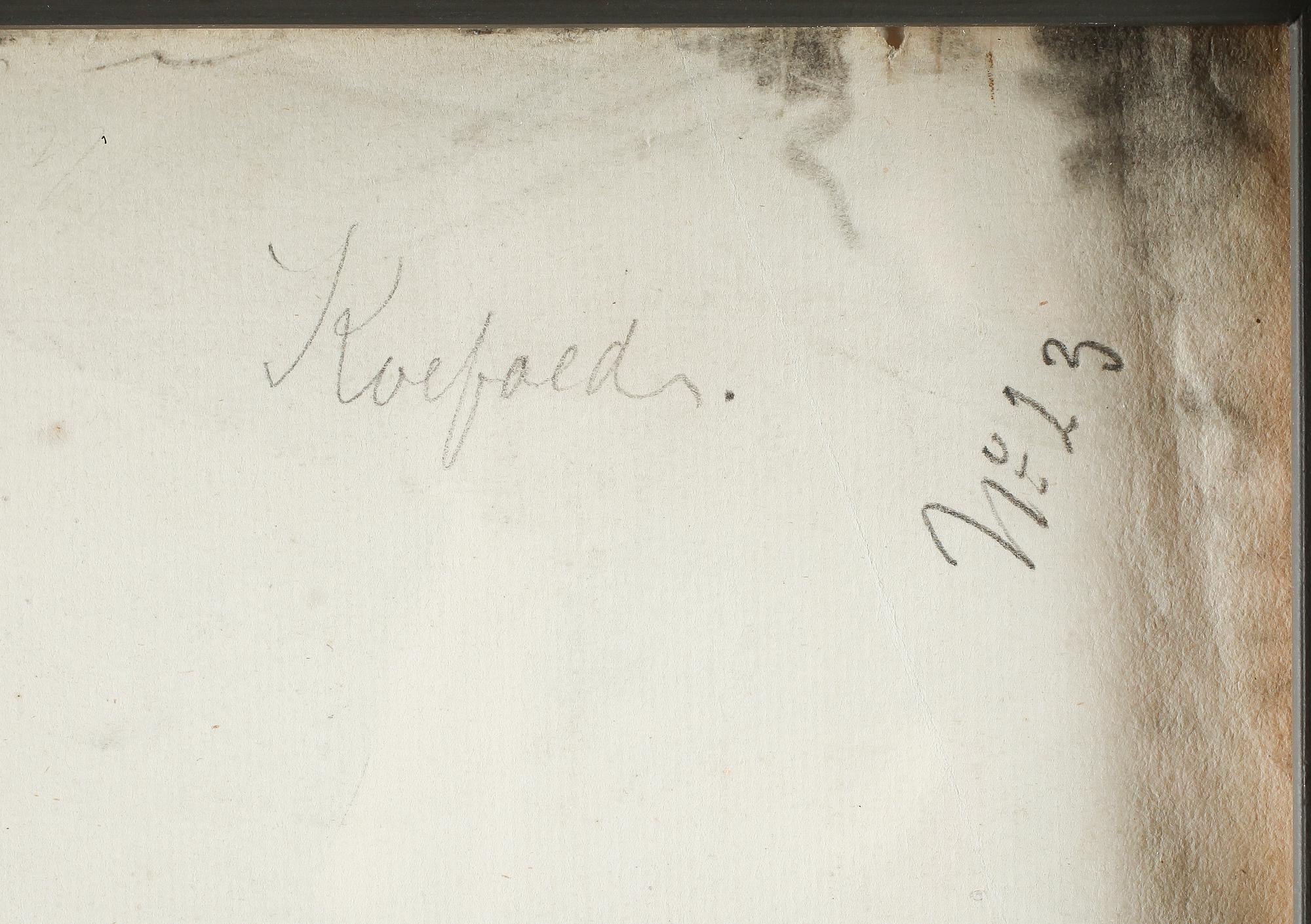 HANS CHRISTIAN KOEFOED, kol och blyerts, märkt Koefoeds nr 23 och daterad -82.