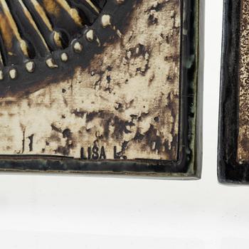 Lisa Larson, väggplaketter, 4 st, stengods, Gustavsberg.