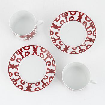 Hermès, porcelain cups with saucers, a pair, "Balcon du Guadalquivir".