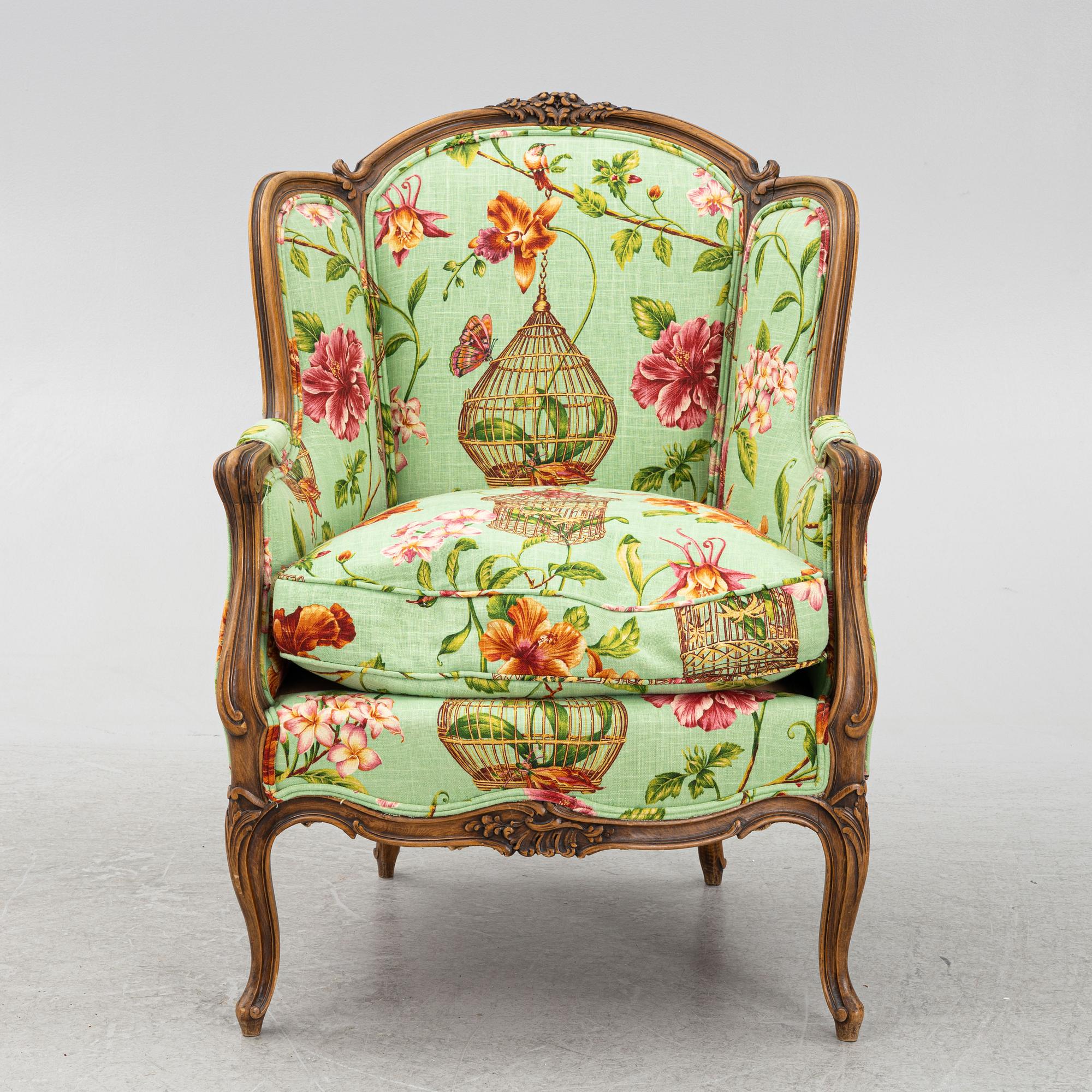 A bergère, Louis XV style, early 20th century.