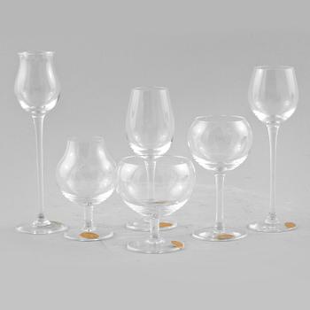 GLAS, 6 st, Moser Club's Physiognomical Miniature Snifters, Moser, Tjeckoslovakien, 1950/60-tal.