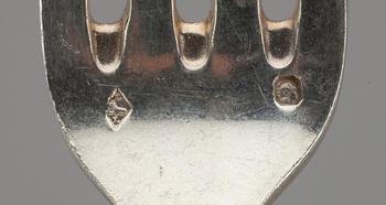 KNIVAR och GAFFLAR, 5+5 st. silver, Frankrike, 1800-tal. Vikt tot. 776 g.