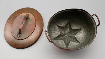 ALADÅBFORM samt FORMAR, 2 st, koppar, 1800-tal.