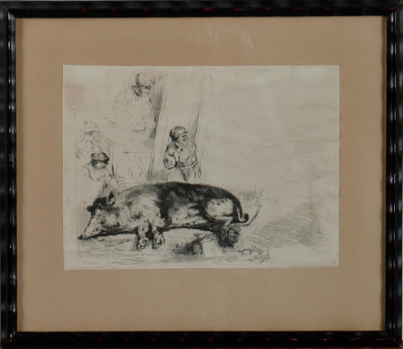 REMBRANDT HARMENSZ VAN RIJN, kopior efter, etsningar, 8 st. 1800-tal.