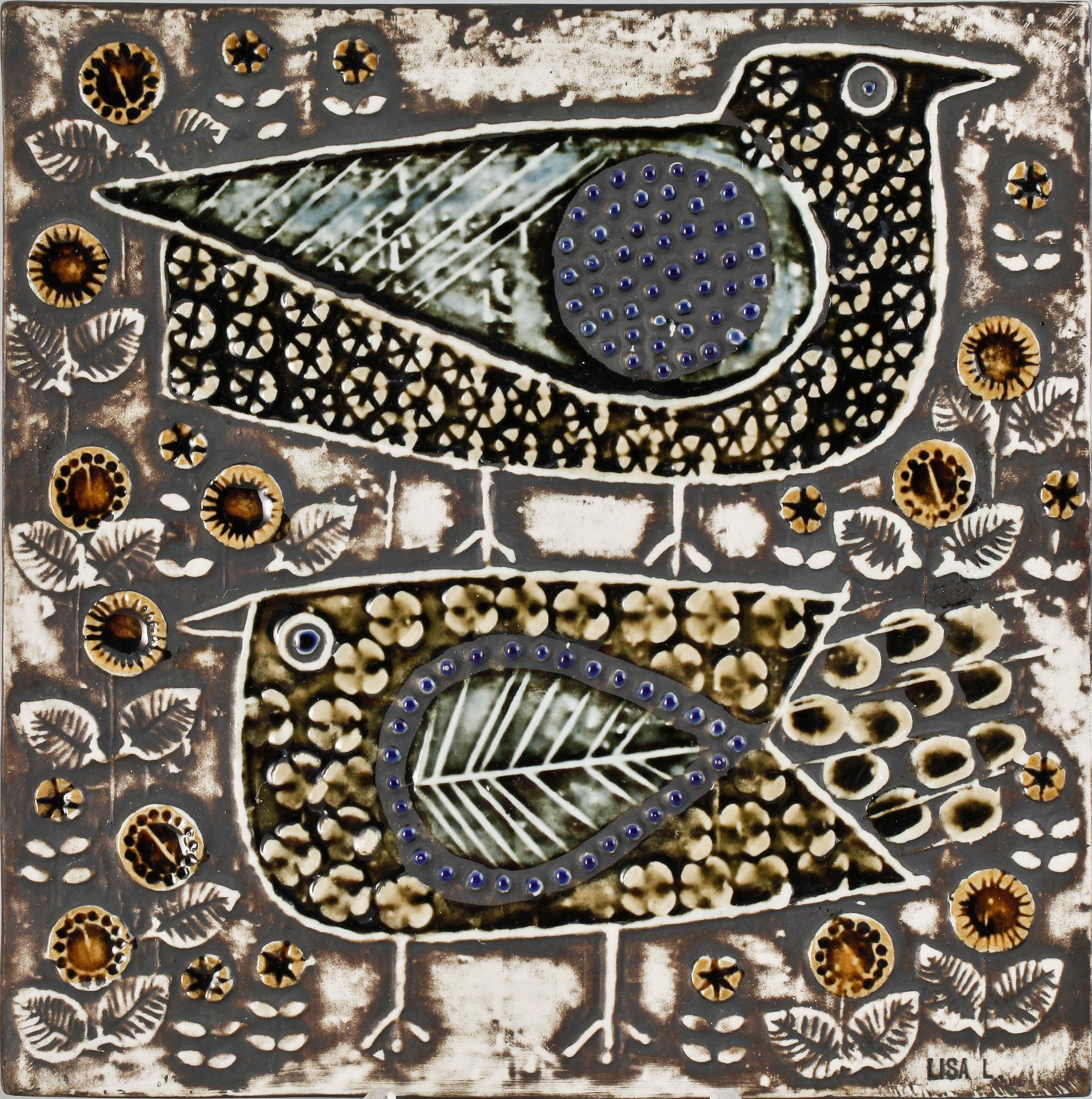 VÄGGPLAKETTER, 3 st, stengods, Lisa Larson, Gustavsberg.