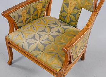 Alf Wallander Attributed to, An Art Nouveau oak armchair, Sweden ca 1900.