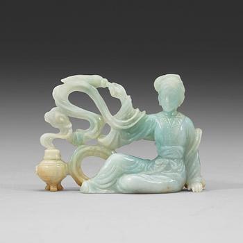 A Chinese nephrite figure of a lady, Qing dynasty (1644-1912).