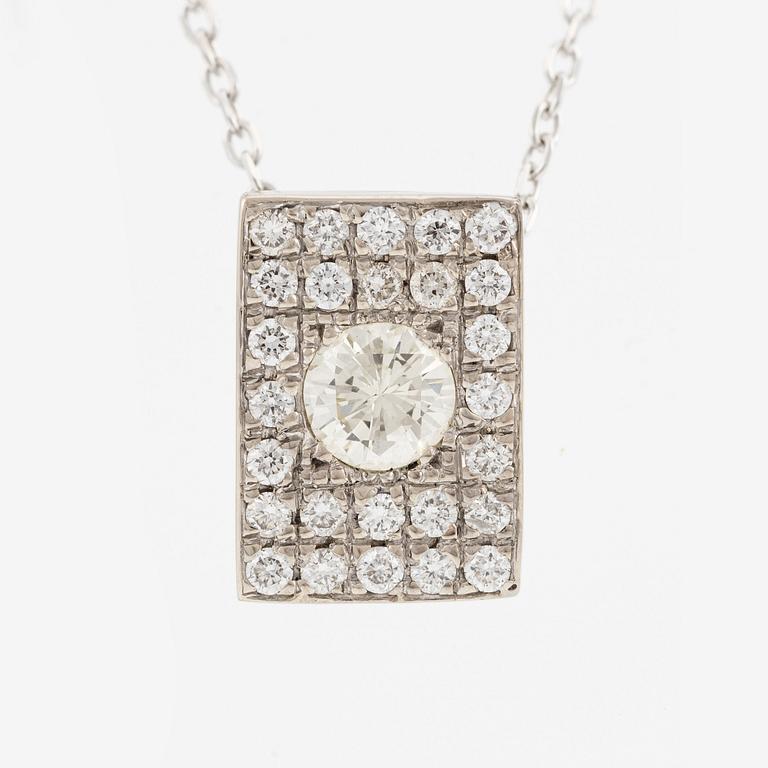 Pendant with chain, 18K white gold with brilliant-cut diamonds.