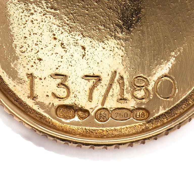 Kalevala Koru, an 18K gold 'Sun Lion* necklace, Helsinki 1997, numbered 137/180.