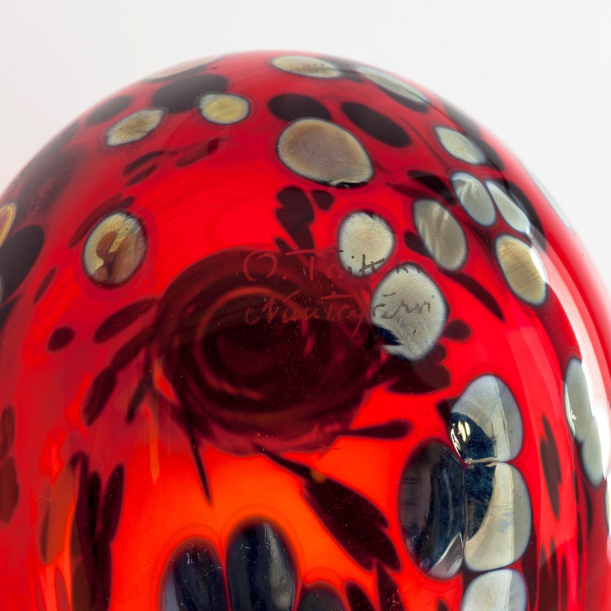 Oiva Toikka, glasfågel, signerad O. Toikka Nuutajärvi.