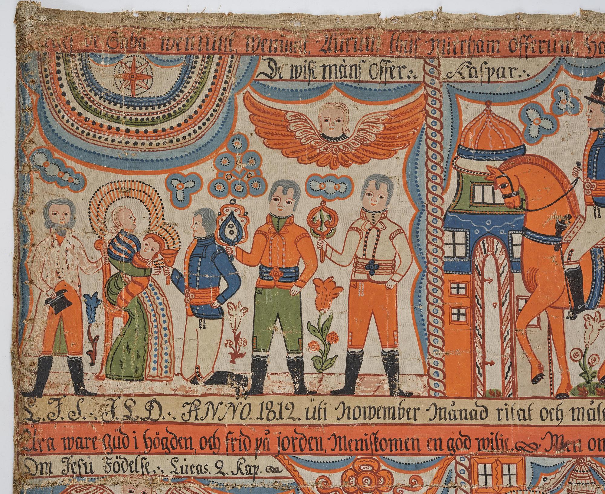 A traditional folk art painting attributed to Anders Andersson, Femsjö (1782-1865).