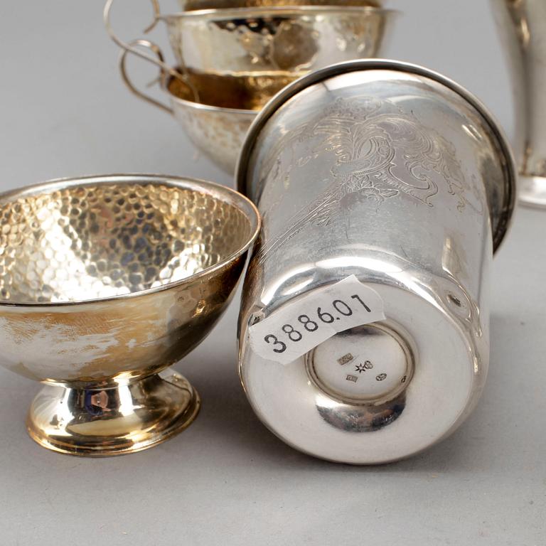 PARTI SILVER, 13 delar. Bl a GAB Stockholm 1913. Tot ca 550 g.