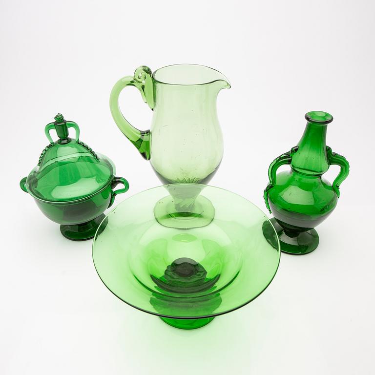 Simon Gate/ Edward Hald, decanters and bowl, 4 pcs, Orrefors, first half of the 20th century.